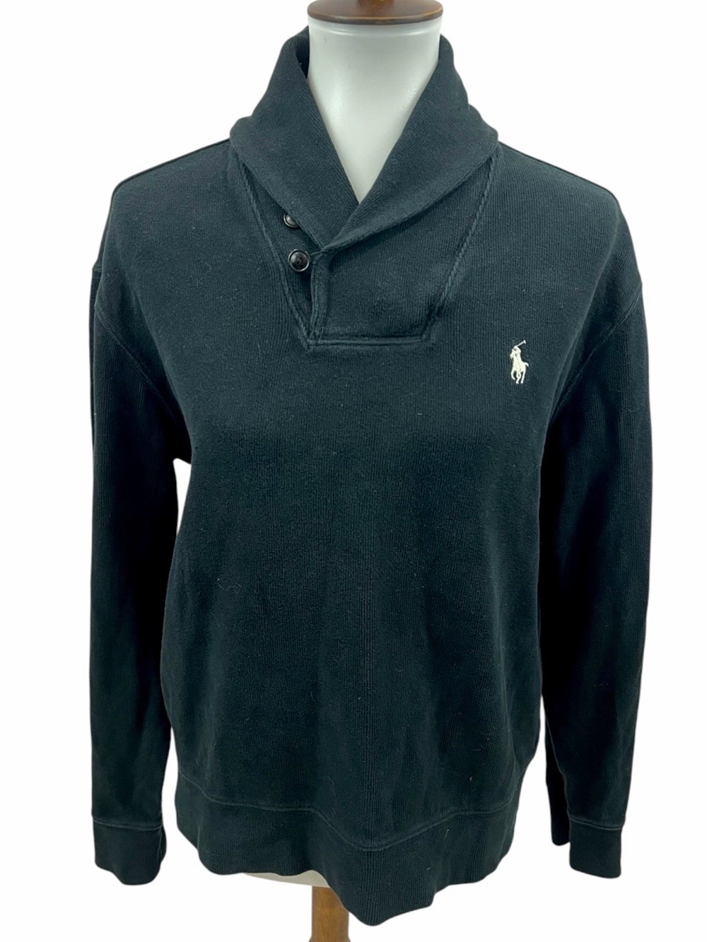 Vintage Y2K Ralph Lauren Polo Corded Knit Shawl Collar Sweater Pullover